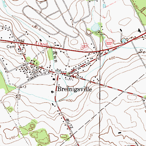 Topographic Map of Breinigsville Post Office, PA