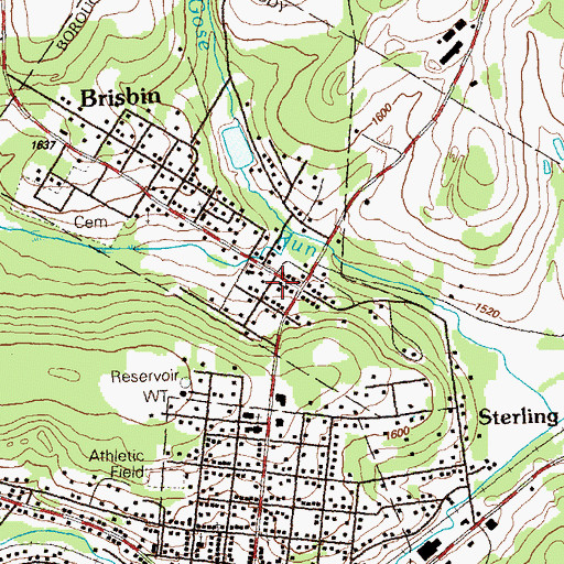 Topographic Map of Brisbin Post Office, PA