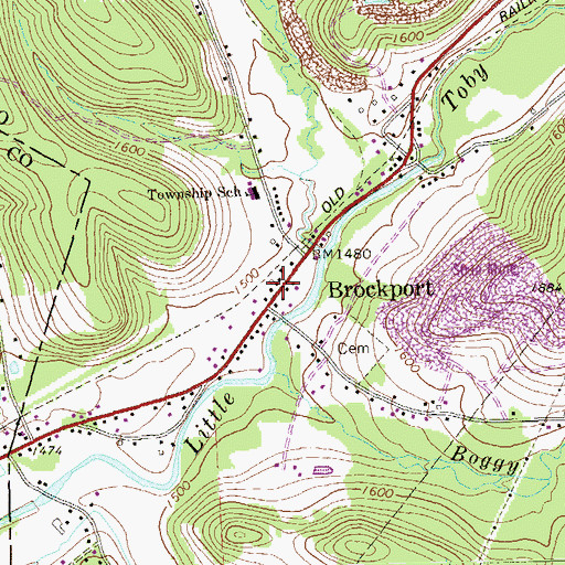 Topographic Map of Brockport Post Office, PA
