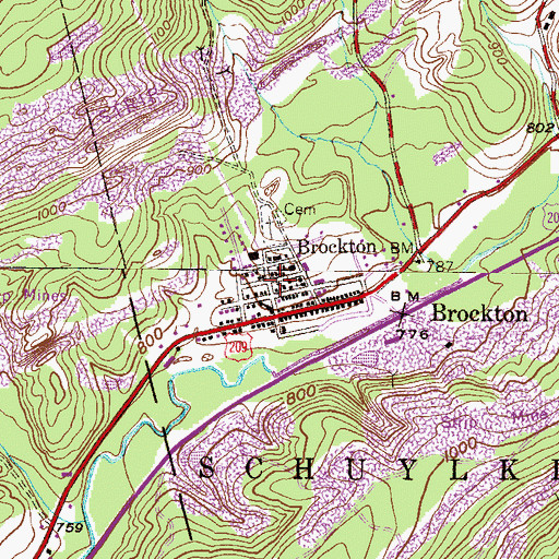 Topographic Map of Brockton Post Office, PA