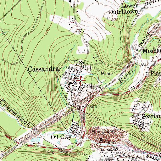 Topographic Map of Cassandra Post Office, PA