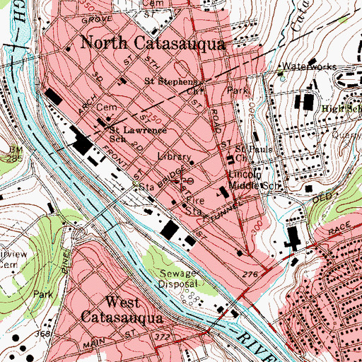 Topographic Map of Catasauqua Post Office, PA