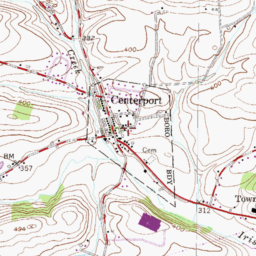 Topographic Map of Centerport Post Office, PA