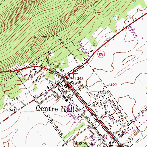 Topographic Map of Centre Hall Post Office, PA