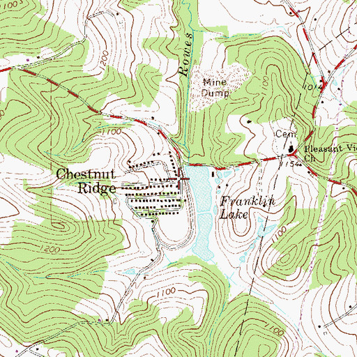 Topographic Map of Chestnut Ridge Post Office, PA