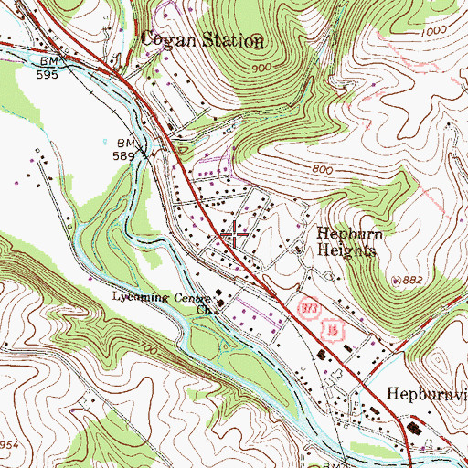 Topographic Map of Cogan Station Post Office, PA