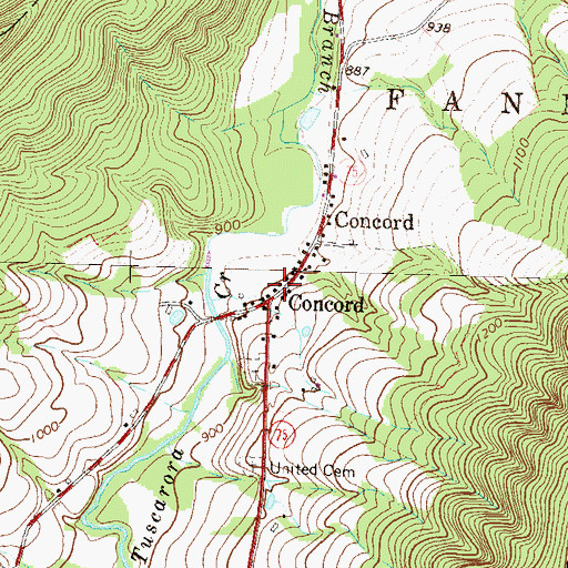 Topographic Map of Concord Post Office, PA