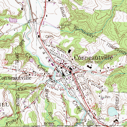 Topographic Map of Conneautville Post Office, PA
