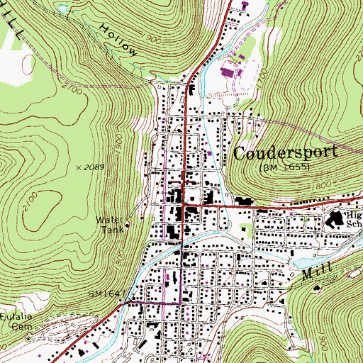 Topographic Map of Coudersport Post Office, PA