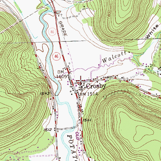 Topographic Map of Crosby Post Office, PA