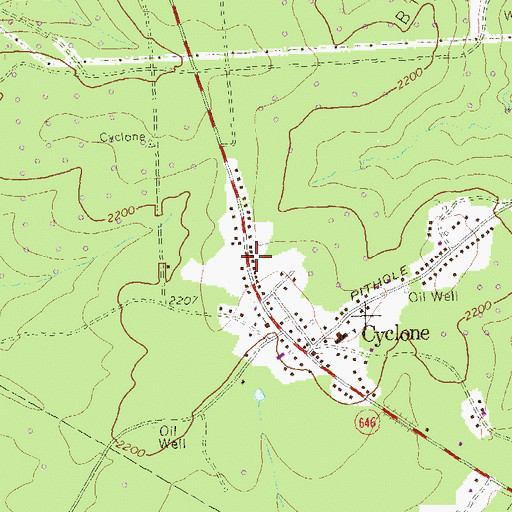 Topographic Map of Cyclone Post Office, PA