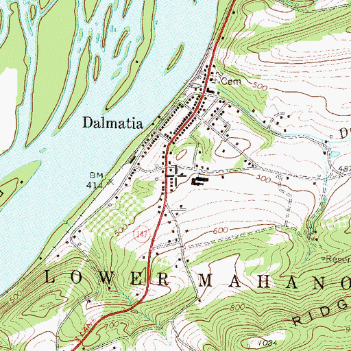 Topographic Map of Dalmatia Post Office, PA