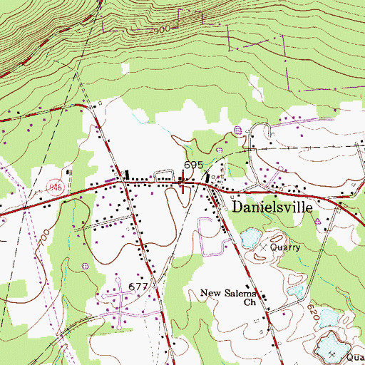 Topographic Map of Danielsville Post Office, PA