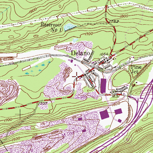 Topographic Map of Delano Post Office, PA