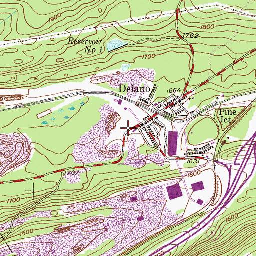Topographic Map of Delano Post Office, PA