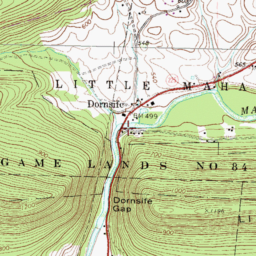 Topographic Map of Dornsife Post Office, PA
