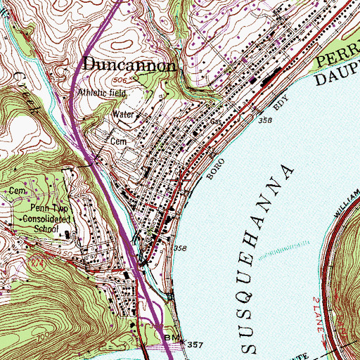 Topographic Map of Duncannon Post Office, PA