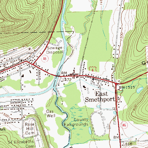 Topographic Map of East Smethport Post Office, PA