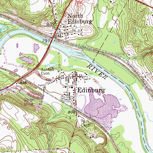 Topographic Map of Edinburg Post Office, PA
