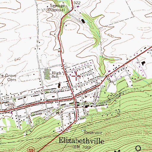 Topographic Map of Elizabethville Post Office, PA