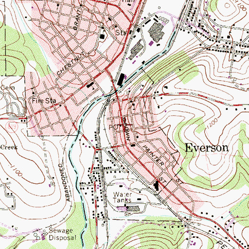 Topographic Map of Everson Post Office, PA