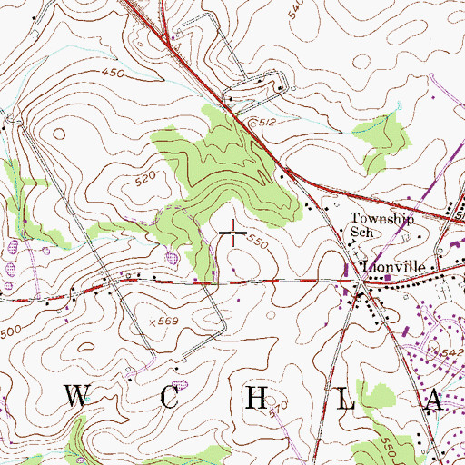Topographic Map of Lionville Post Office, PA