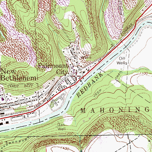 Topographic Map of Fairmount City Post Office, PA