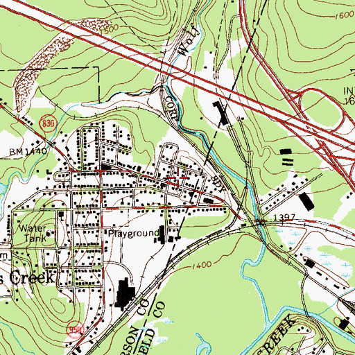 Topographic Map of Falls Creek Post Office, PA