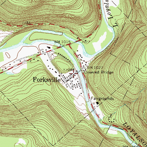 Topographic Map of Forksville Post Office, PA