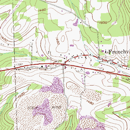Topographic Map of Frenchville Post Office, PA