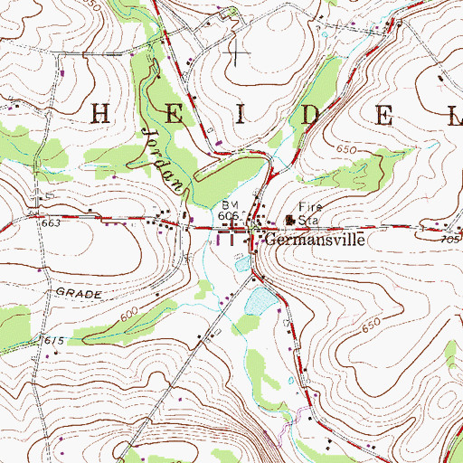 Topographic Map of Germansville Post Office, PA