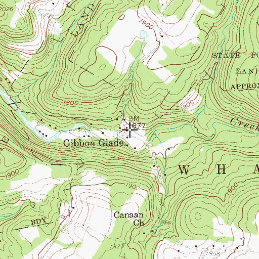 Topographic Map of Gibbon Glade Post Office, PA