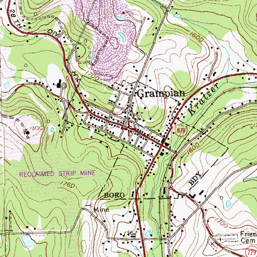 Topographic Map of Grampian Post Office, PA