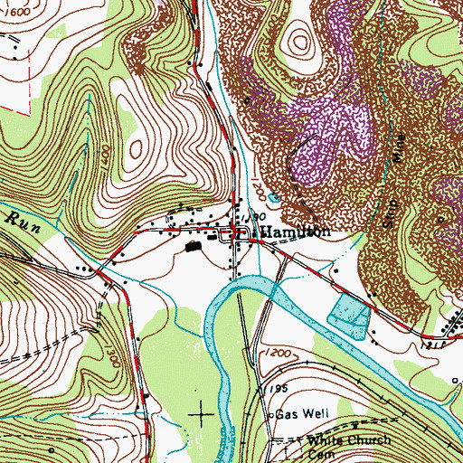 Topographic Map of Hamilton Post Office, PA