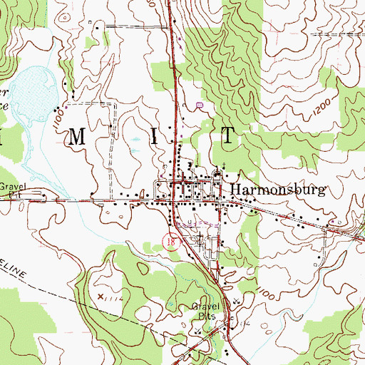 Topographic Map of Harmonsburg Post Office, PA