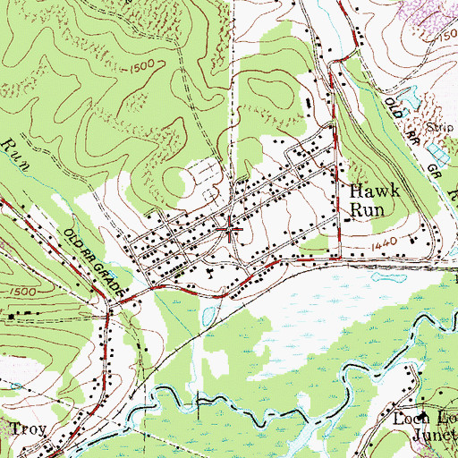 Topographic Map of Hawk Run Post Office, PA