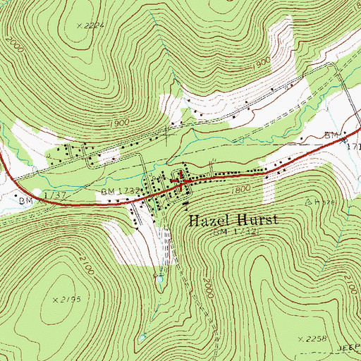 Topographic Map of Hazel Hurst Post Office, PA