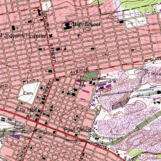 Topographic Map of Hazleton Post Office, PA