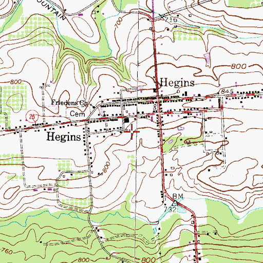 Topographic Map of Hegins Post Office, PA