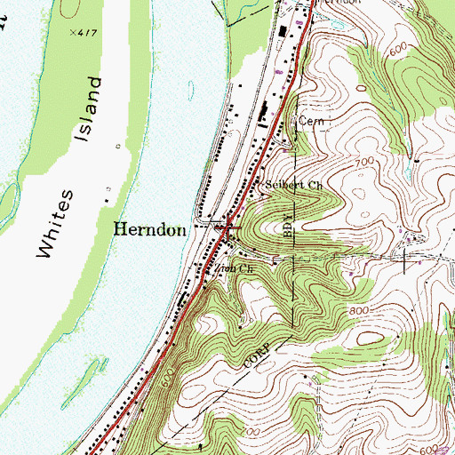 Topographic Map of Herndon Post Office, PA