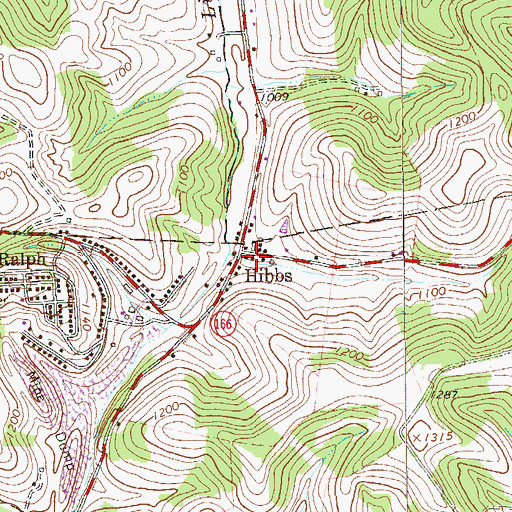 Topographic Map of Hibbs Post Office, PA
