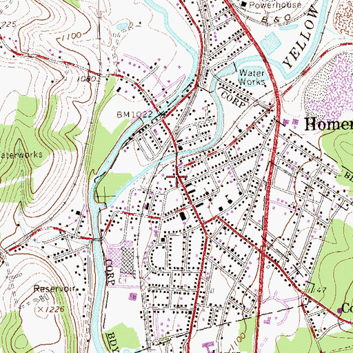 Topographic Map of Homer City Post Office, PA