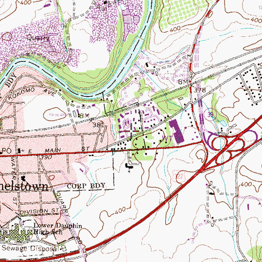 Topographic Map of Hummelstown Post Office, PA
