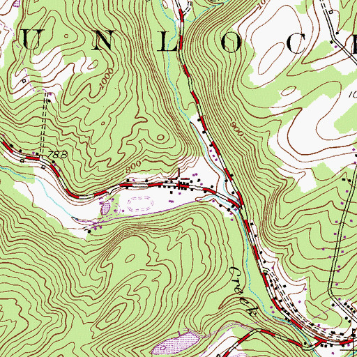 Topographic Map of Hunlock Creek Post Office, PA