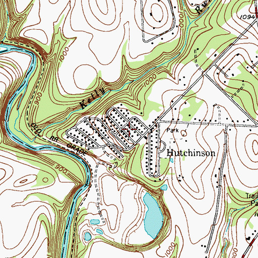 Topographic Map of Hutchinson Post Office, PA