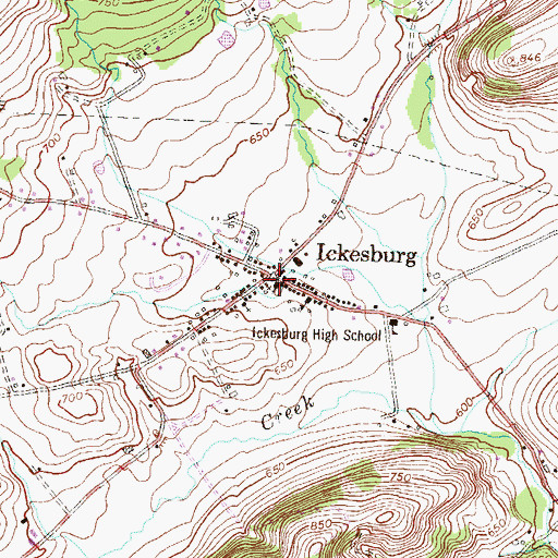Topographic Map of Ickesburg Post Office, PA