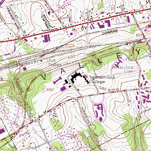 Topographic Map of Immaculata Post Office, PA
