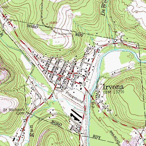 Topographic Map of Irvona Post Office, PA