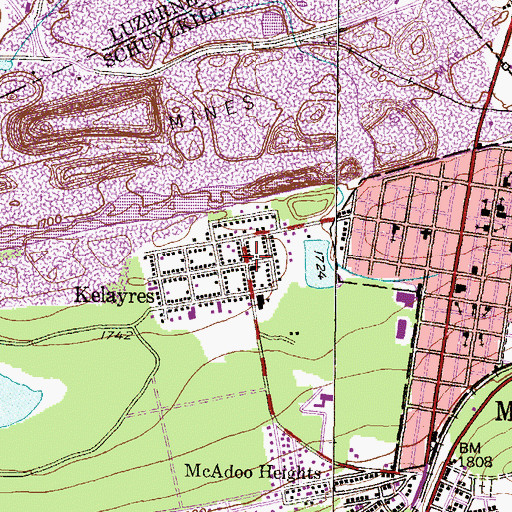 Topographic Map of Kelayres Post Office, PA
