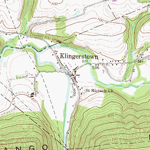 Topographic Map of Klingerstown Post Office, PA